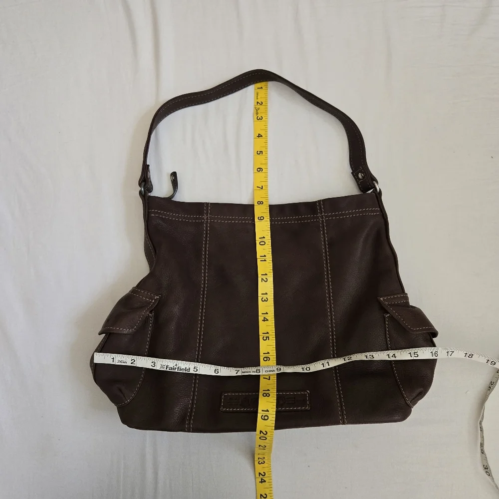 Fossil Brown Pebbled Leather Shoulder Bag Purse - Picture 10 of 11